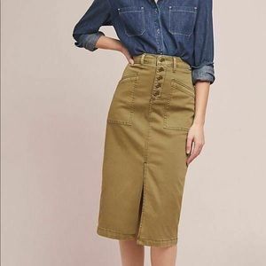 ANTHROPOLOGIE Olive Green Pencil Skirt